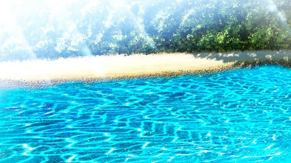 Anime picture 1280x720 with chusingura46+1 nui (artist) wide image game cg sunlight beach no people landscape sea