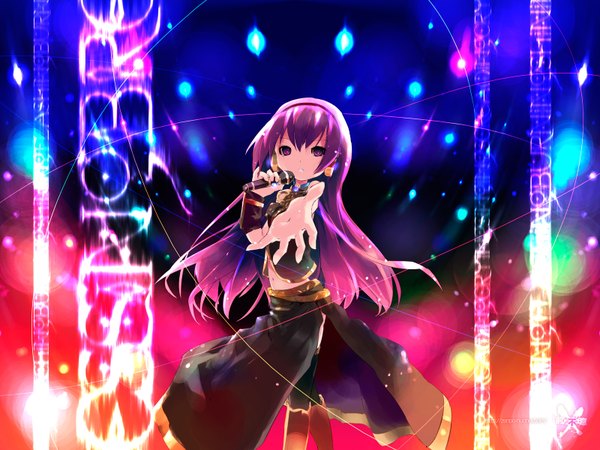 Anime picture 1600x1200 with vocaloid megurine luka kuroba u girl microphone