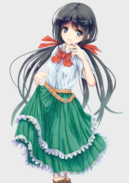 Anime picture 848x1200 with original konkito single long hair tall image looking at viewer blush blue eyes black hair girl dress