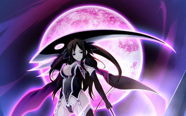 Anime picture 1024x640 with prism magical (game) light erotic black hair wide image purple eyes game cg girl moon