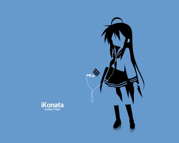 Anime picture 1280x1024 with lucky star kyoto animation ipod izumi konata silhouette parody multicolored girl