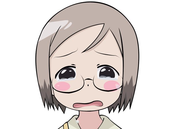 Anime picture 1600x1200 with ichigo mashimaro sakuragi matsuri single white background upper body grey hair portrait face crying blush stickers girl