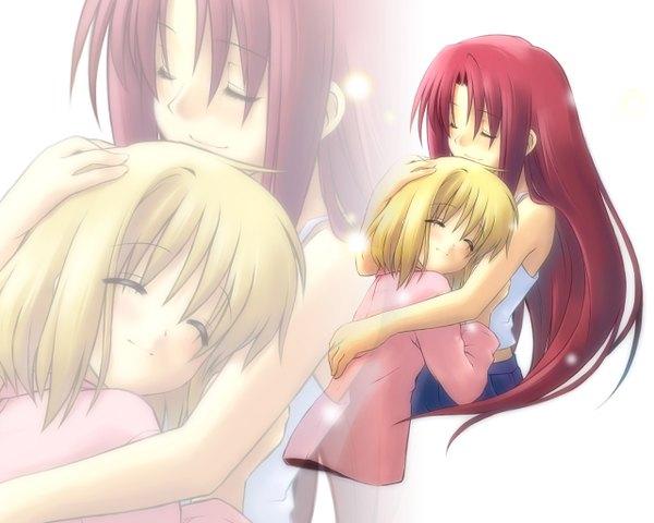 Anime picture 1280x1024 with air key (studio) kamio misuzu kamio haruko hug zoom layer girl pajamas