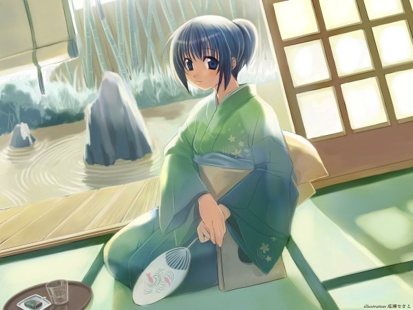Anime picture 1200x900 with naruse chisato japanese clothes summer kimono obi yukata