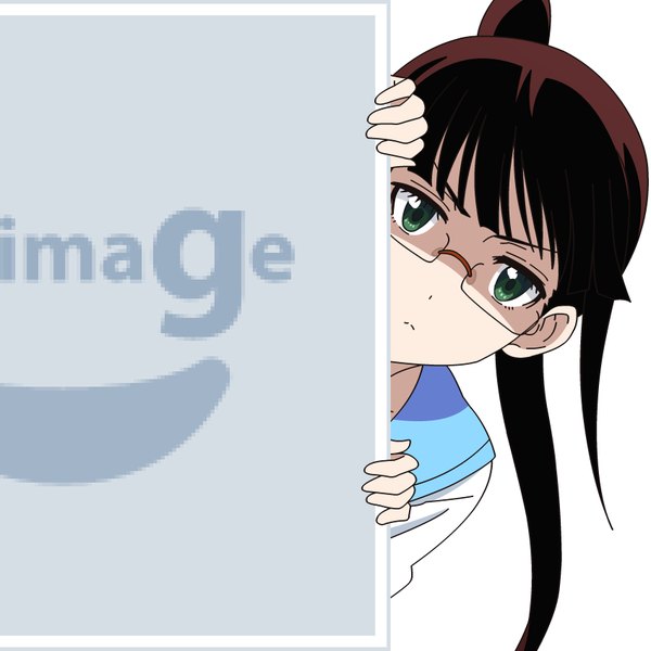 Anime picture 850x850 with nisekoi shaft (studio) pixiv miyamoto ruri mugen ouka single long hair looking at viewer fringe simple background brown hair white background green eyes ponytail vector :c no image girl uniform glasses