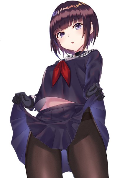 Anime picture 2480x3507 with idolmaster idolmaster cinderella girls idolmaster cinderella girls starlight stage shirayuki chiyo shocho user yjmv4437 single tall image looking at viewer blush fringe highres short hair open mouth light erotic black hair simple background standing white background purple eyes
