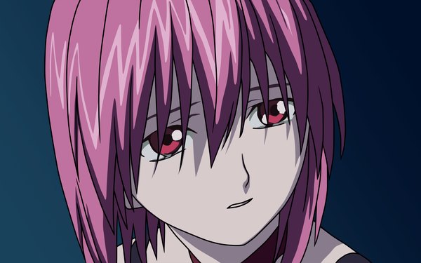 Anime picture 1920x1200 with elfen lied arms corporation lucy single highres short hair simple background wide image pink hair pink eyes close-up vector girl