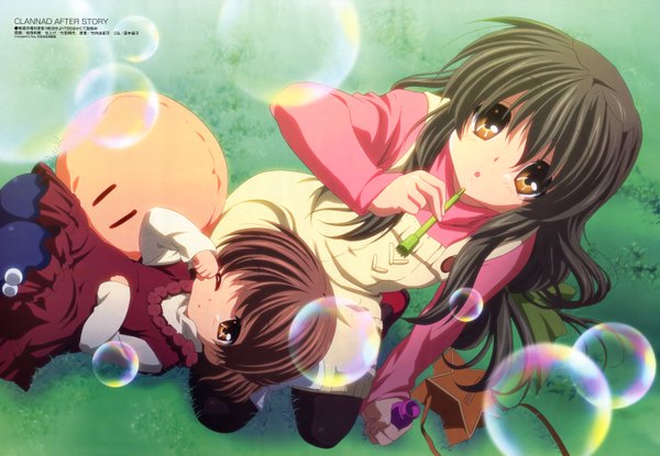 Anime picture 5899x4088 with clannad key (studio) ibuki fuuko okazaki ushio highres scan bubble (bubbles) dango daikazoku