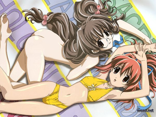 Anime picture 1024x768 with happy lesson ichimonji mutsuki rokumatsuri minazuki light erotic swimsuit