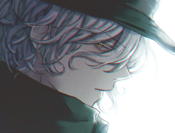 Anime picture 900x688 with fate (series) fate/grand order edmond dantes (fate/grand order) hichi single looking at viewer fringe short hair simple background hair between eyes white background yellow eyes silver hair upper body profile portrait light close-up face boy