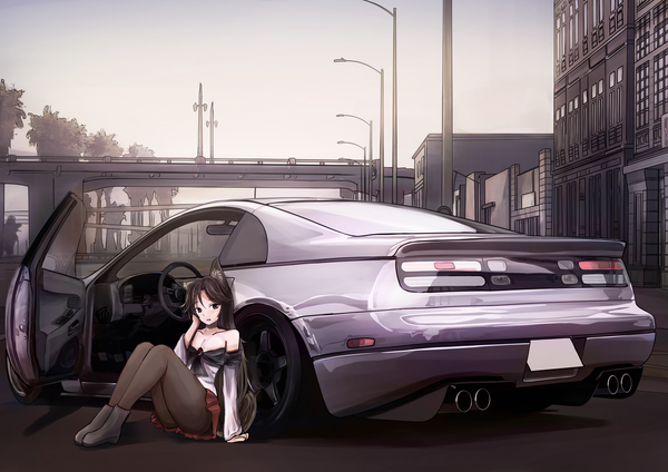 Anime picture 4093x2894 with touhou nissan imaizumi kagerou 3books single long hair looking at viewer blush fringe highres breasts open mouth smile hair between eyes sitting bare shoulders brown eyes animal ears payot absurdres