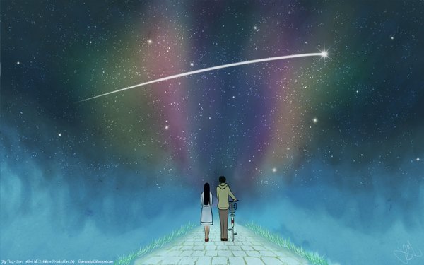 Anime picture 1920x1200 with kimi ni todoke production i.g kuronuma sawako kazehaya shouta highres wide image sky