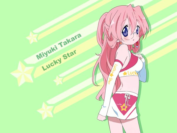 Anime picture 1600x1200 with lucky star kyoto animation takara miyuki blush blue eyes pink hair girl glasses