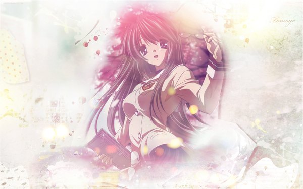 Anime picture 1920x1200 with clannad key (studio) sakagami tomoyo highres black hair wide image white background girl glasses