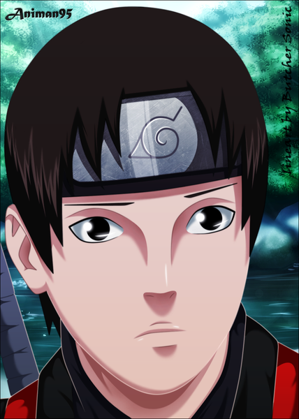 Anime picture 1024x1436 with naruto studio pierrot naruto (series) sai animan95 single tall image short hair brown hair black eyes coloring portrait close-up face boy plant (plants) tree (trees) water bandana