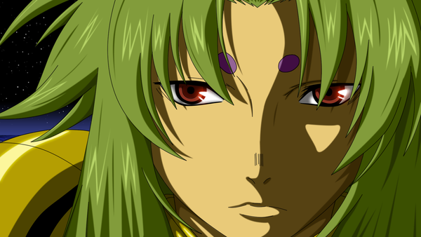 Anime picture 1600x903 with saint seiya saint seiya: the lost canvas aries shion flowerinhell long hair red eyes wide image sky green hair night sky face boy armor