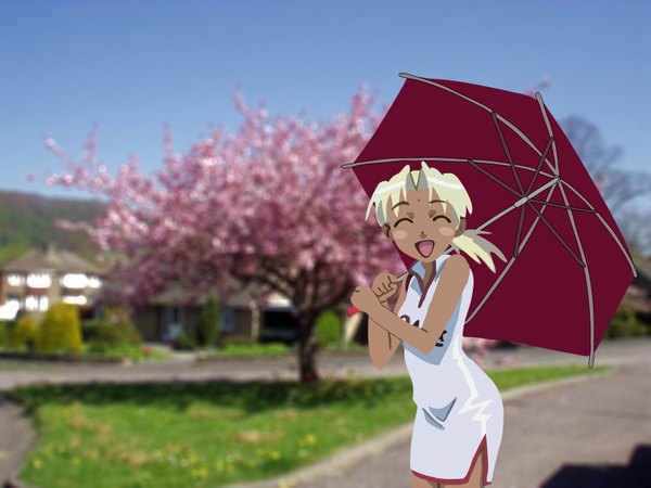 Anime picture 1600x1200 with love hina kaolla su girl umbrella tagme