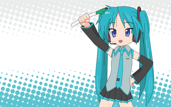 Anime picture 1920x1200 with lucky star vocaloid kyoto animation hatsune miku hiiragi kagami highres wide image cosplay parody girl