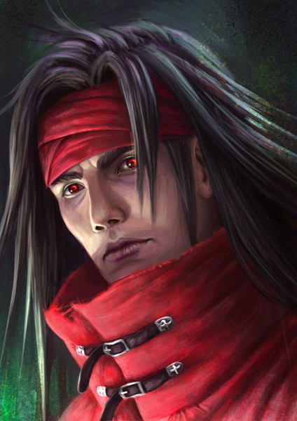 Anime picture 2480x3508 with final fantasy vii advent children final fantasy vii vincent valentine reffelia (artist) single long hair tall image looking at viewer highres black hair red eyes realistic face boy
