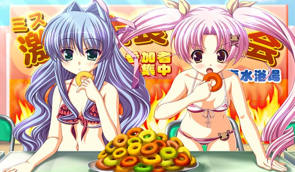 Anime picture 1536x900 with cure mate club (game) wide image multiple girls game cg girl 2 girls swimsuit