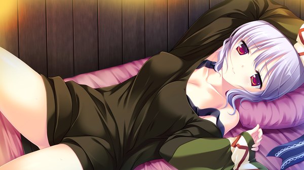 Anime picture 1024x576 with sugirly wish tsukigase anna short hair red eyes wide image game cg white hair girl