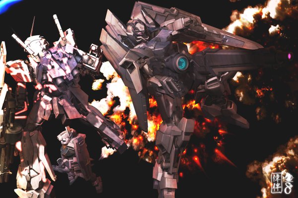 Anime picture 1280x853 with mobile suit gundam gundam unicorn sunrise (studio) space gun mecha