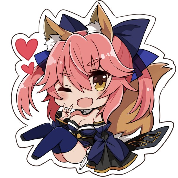 Anime picture 834x834 with fate (series) fate/grand order fate/extra fate/extra ccc tamamo (fate) (all) tamamo no mae (fate) retsuto single long hair looking at viewer blush fringe breasts open mouth light erotic simple background smile hair between eyes large breasts white background