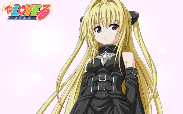 Anime picture 1920x1200 with toloveru toloveru darkness xebec konjiki no yami toshi5765 single long hair fringe highres blonde hair hair between eyes wide image bare shoulders two side up girl