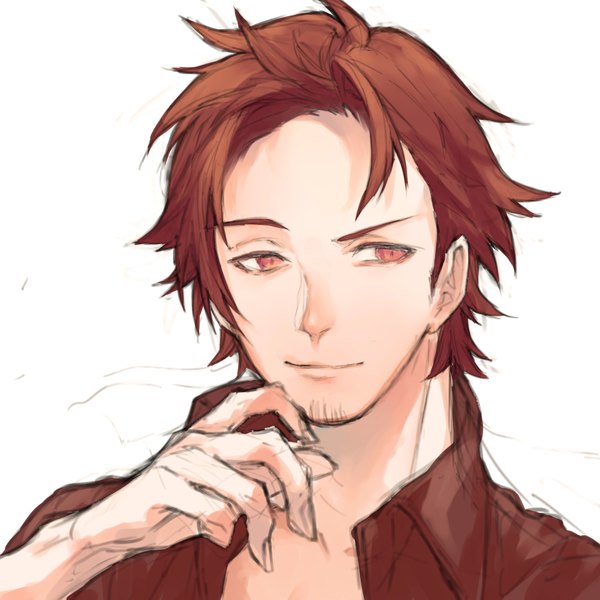 Anime picture 2000x2000 with idolmaster idolmaster side-m tendou teru yokuni (yokunill001121) single highres short hair simple background red eyes white background looking away red hair portrait sketch boy