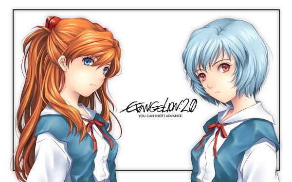 Anime picture 1280x800 with neon genesis evangelion gainax soryu asuka langley ayanami rei tidsean wide image