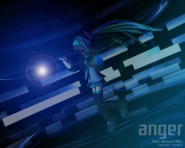 Anime picture 1280x1024 with vocaloid hatsune miku long hair twintails blue hair 3d mikumikudance girl thighhighs tripshots