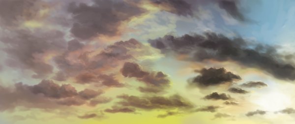 Anime picture 1200x504 with original necona (pixiv) wide image sky cloud (clouds)