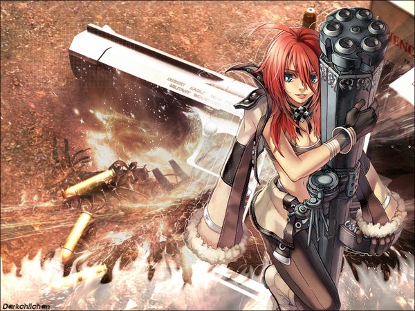 Anime picture 1024x768 with ragnarok online single girl gun gatling gun