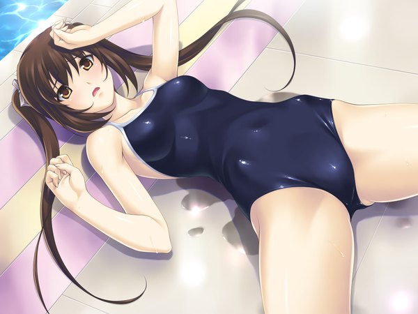 Anime picture 2048x1536 with wacchi highres light erotic swimsuit one-piece swimsuit school swimsuit