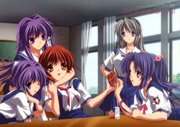 Anime picture 5890x4166 with clannad key (studio) furukawa nagisa fujibayashi kyou sakagami tomoyo ichinose kotomi fujibayashi ryou highres