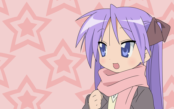 Anime picture 1920x1200 with lucky star kyoto animation hiiragi kagami single highres wide image wallpaper girl scarf star (symbol)