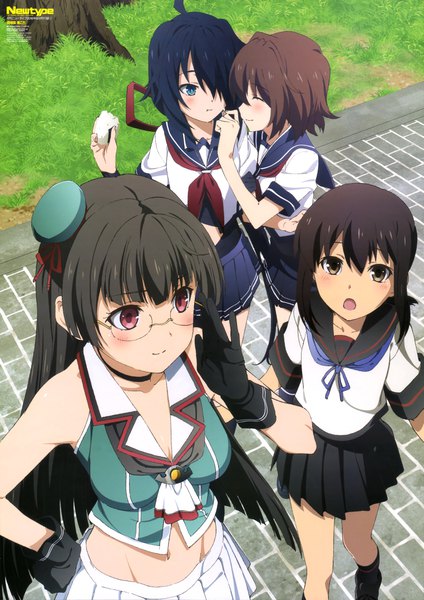 Anime picture 6092x8622 with kantai collection newtype fubuki destroyer choukai heavy cruiser furutaka heavy cruiser kako heavy cruiser maeda kyousuke long hair tall image looking at viewer blush fringe highres short hair open mouth blue eyes black hair red eyes multiple girls brown eyes