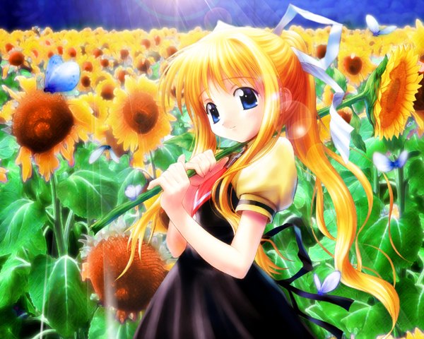 Anime picture 1280x1024 with air key (studio) kamio misuzu goto p visualart girl sunflower
