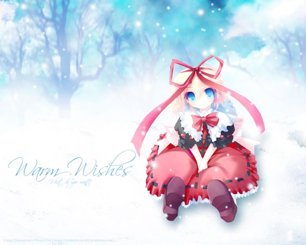 Anime picture 1280x1024 with touhou medicine melancholy snowing winter snow girl