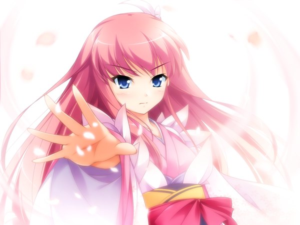Anime picture 1200x900 with lovekami fujimiya sakuya yashima takahiro long hair blue eyes pink hair game cg girl