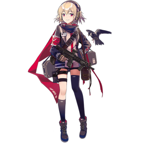 Anime picture 1024x1024 with girls frontline scw (girls frontline) huanxiang heitu single looking at viewer fringe short hair blonde hair smile hair between eyes red eyes standing full body official art transparent background asymmetrical legwear trigger discipline girl gloves weapon