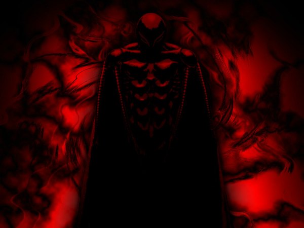Anime picture 1024x768 with berserk femto single monochrome red background demon helmet