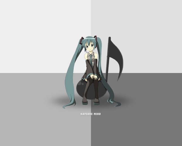 Anime picture 1280x1024 with vocaloid hatsune miku grey background girl tagme