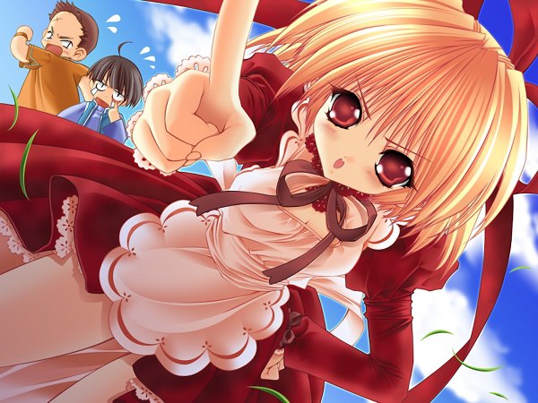 Anime picture 1200x900 with moldavite stella arista blonde hair red eyes game cg girl