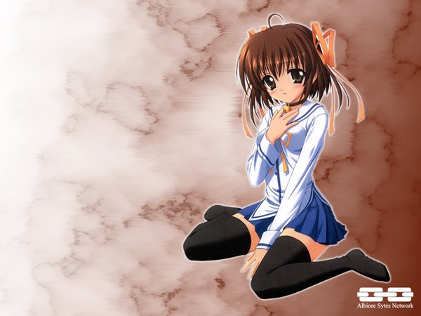 Anime picture 1600x1200 with da capo asakura nemu bell collar thighhighs skirt ribbon (ribbons) choker bell
