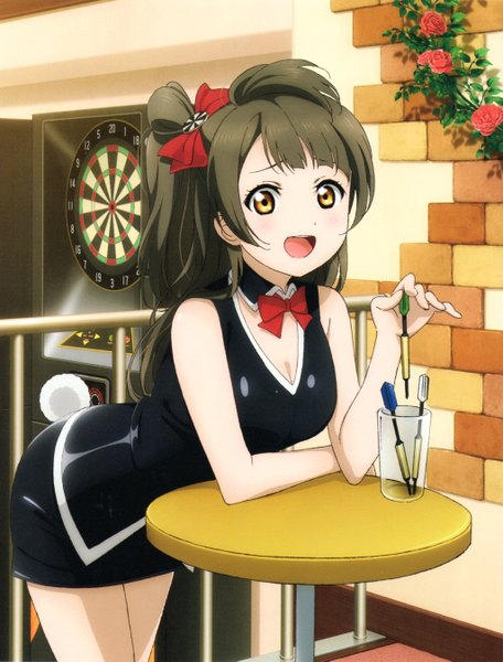 Anime picture 4095x5379 with love live! school idol project sunrise (studio) love live! minami kotori single long hair tall image looking at viewer highres open mouth yellow eyes absurdres grey hair scan one side up girl dress bow hair bow