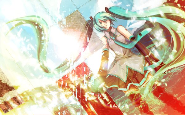 Anime picture 1300x807 with vocaloid hatsune miku wide image girl tagme