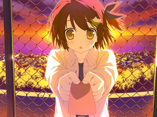 Anime picture 1600x1200 with hoshizora no memoria minahoshi asuho shida kazuhiro game cg hair ornament star (symbol) star hair ornament tagme