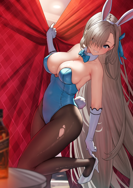 Anime picture 2150x3035 with blue archive asuna (blue archive) asuna (bunny) (blue archive) solar (happymonk) single tall image looking at viewer blush fringe highres breasts blue eyes light erotic blonde hair large breasts standing animal ears cleavage tail very long hair