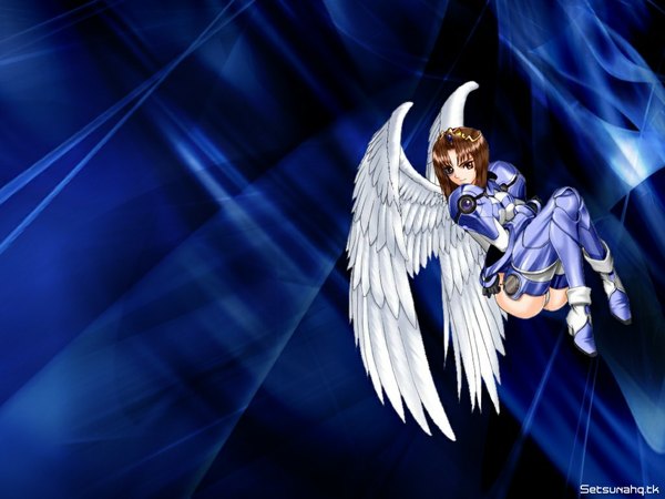 Anime picture 1024x768 with tony taka light erotic blue background girl wings tempest marie pandragon